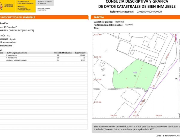 Terreno en venta en Crevillente