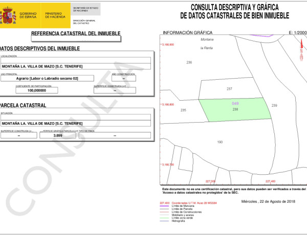 Suelo urbanizable en Venta en Villa De Mazo Santa Cruz de Tenerife 