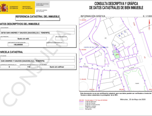 Suelo urbanizable en Venta en San Andres Y Sauces Santa Cruz de Tenerife 