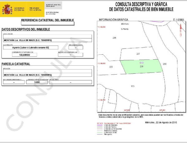 Solar residencial en Venta en Villa De Mazo Santa Cruz de Tenerife