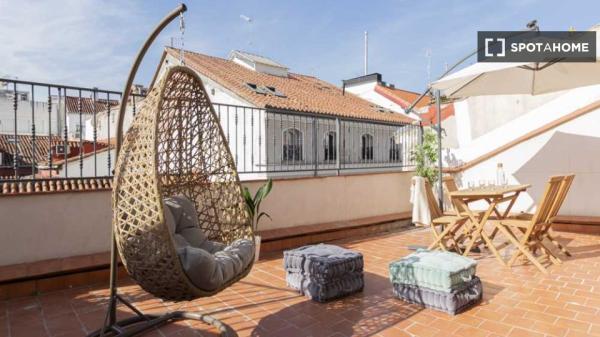 Habitación individual soleada con baño privado y con terraza